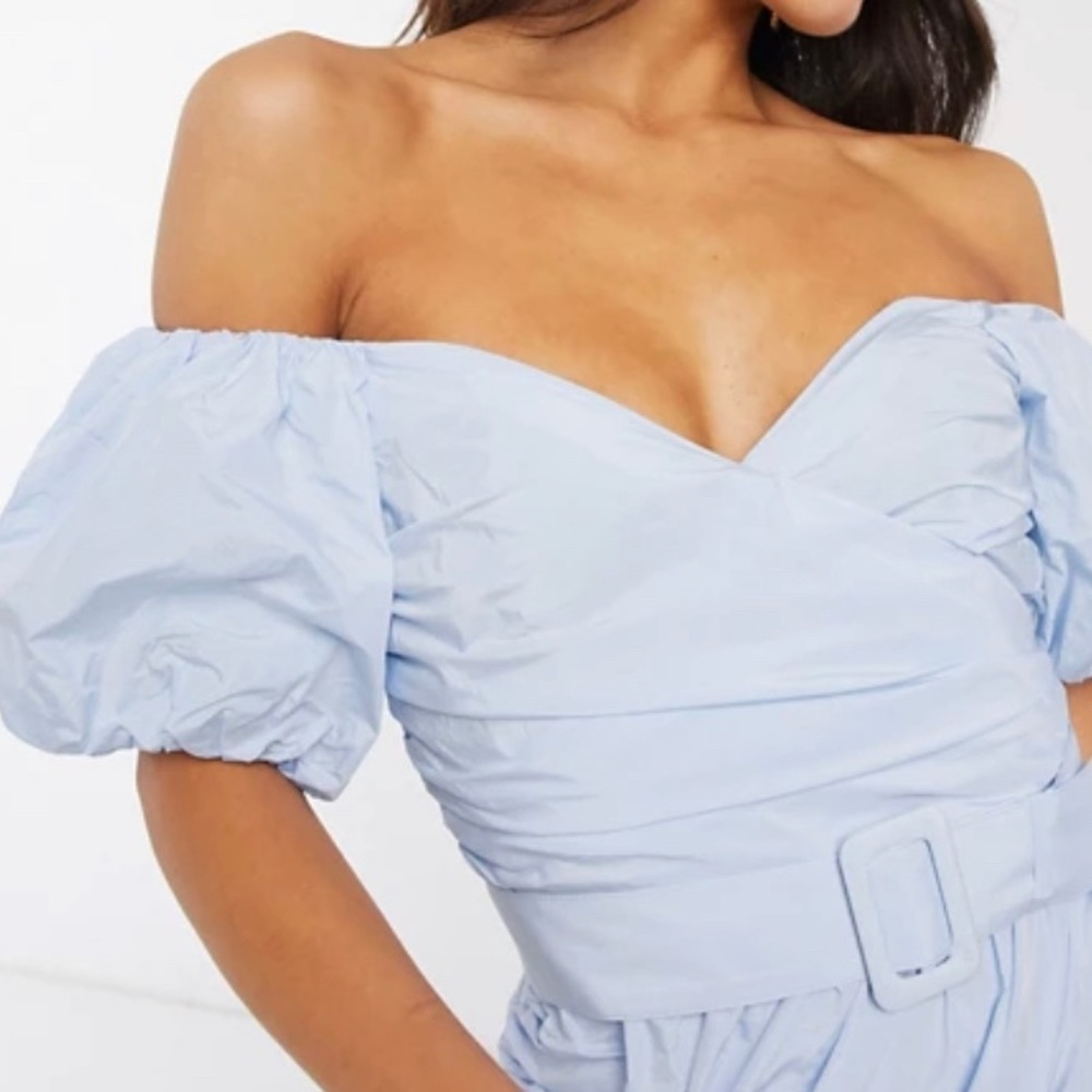 ASOS DESIGN mini dress with puff sleeve